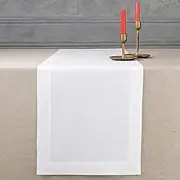 D'Moksha Homes White Linen Table Runner 72 Inches Long - 100% Pure Linen 14 x 72 Inch Classic Hemmed Dresser Scarf - Farmhouse Dining for Spring, Summer, Indoor, Outdoor