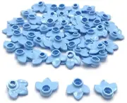 Lego 50 New Bright Light Blue Plant Plates Round 1 x 1 w/ 3 Leaves Pieces