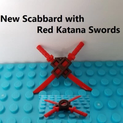 LEGO Scabbard with Katana Swords Red Back Pack Neck Hole Ninja Weapon Minifigure