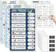 3 in 1 Bedtime/Morning/Daily Routine Chart for Kids, Magnetic Chore Chart for Kids, Visual Schedule for Kids Toddlers for to Do List