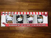 NEW Hello Kitty Glassware Set 4 Shot Glasses Halloween-NEW Design NIB