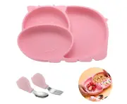 HOMEWE Baby Silicone Suction Plate,Toddler Divided Dish,Kids Silicone Plates Fits Most Highchair Trays, Microwave Dishwasher Safe - Pink