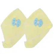 2pcs Hair Drying Towels Hair Towel Wrap for Women for Straight Short Hair Yellow