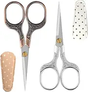 Glexal Facial Hair Grooming Beauty Scissors,5"Sewing Scissors for Embroidery,Craft, Art Work & Everyday Use,3.5"Round Tips Scissors for Hair Trimming,Facial Hair,Beard,Eyelash