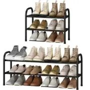 Expandable Shoe Rack 2-Tier Metal Small for Closet Up to 12 Pairs Adjustable