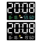 Large Digital LED Wall Desk Clock Calendar with Alarms,Temperature Thermometer