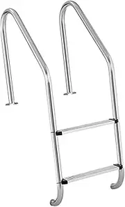 2/3 Step Swimming Pool Ladder,with Stainless Steel Steps and Armrest,for Open Air Bath Water Park Weight Capacity 550 Lbs(2-steps1.0mm)