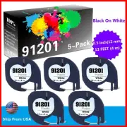 5 PK 91201 91331 Label Tap Used for Dymo Label Maker 210D 220P(Black on White)