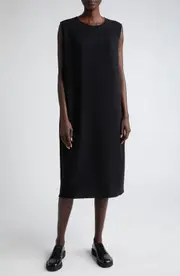 The Row Mirna Double Face Cady Shift Dress in Black at Nordstrom, Size Medium