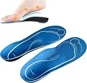 LeoLeozz 2pair Arch Support Inserts - Shock-Absorbing Breathable Flat Foot Insoles | Anti-Fatigue Shoe Accessories for Running Work Boots Dress Hiking Footwear Standing All Day (Black Blue,S)