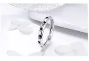 Sterling Silver .925 Black Paw Print Women's Stackable Ring Sizes 5-9