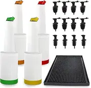 Esatto Save N Serve Bottles and Bar Mat - Complete Bartending Supplies Set with a Pack of Precision Liquor Bottle Pourers - Bartending Accessories Perfect for Home and Professional Use