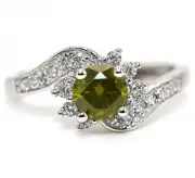 1CT Peridot & White Topaz 925 Sterling Silver Ring Jewelry Sz 9