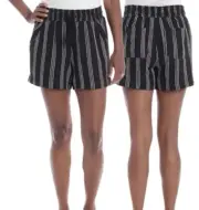 Womens Black Stripe Shorts Size XXL Linen Rayon Pull-On Pockets Drawstring NWT