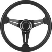 Steering Wheel, Qiilu 350mm/14in Universal Racing Car Drifting Steering Wheel Replacement Modified Accessory(Black)
