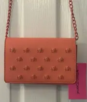 BETSEY JOHNSON Skull & Crossbones Faux Leather Purse Handbag in Coral - BNWT