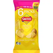 Smith's Crinkle Cut Potato Chips Multipack of 6 Cheese & Onion 114g