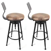 2x Vintage Industrial Rustic Bar Stool Kitchen Stool Swivel Chair Counter Height