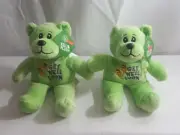 x2 KELLI PLUSH GET WELL SOON BEANIE BEAR HOSPITAL GIFT 8" Green Stuff Animal Toy