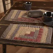 Set of 6 Hand Quilted Placemats Country Kitchen Plaid Patchwork Millsboro
