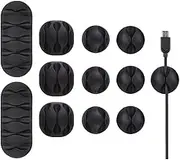 U-horizon12 Pack Durable Cable Clips, Long Lasting Cable Organiser, Cord Management System, Desktop Wire Holder&Hider with Strong Self-Adhesive for Computer or Mouse Cord, Home Office