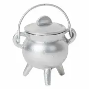 Aluminium Incense Burner Cauldron With Handle/Lid Silver Wicca Pagan