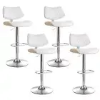 4X Bar Stools Kitchen Dining Chairs Gas Lift Stool Wooden Leather White