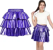 [ERDEM KIDS] Girls Metallic Skirt 3-Layer Ruffle Sparkly Shiny Dance Party Skirt