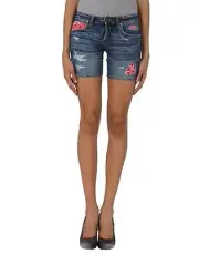 PRPS HEIRLOOM Patch-detail denim shorts size 24 NWT