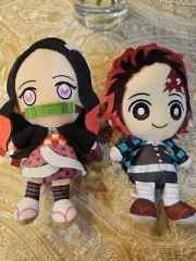 Demon Slayer Tanjiro & Nezuko Kamado Chibi Plush Doll Set Height 5.9 inch BANDAI