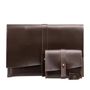 Universal Leather Business Power Adapter Laptop Tablet Bag