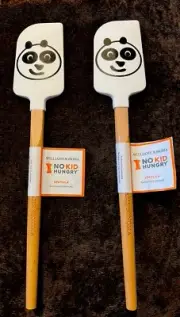 New Williams Sonoma Wood Handle 12 1/2" Jack Black SPATULA Rubber Silicone Set 2