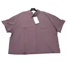 New Athleta Hike Packable Top Womens Large Damask Mauve Short Sleeve Button Up