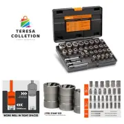 Bolt Extractor Kit, 32-Piece Nut Extractor Socket Set, 1/4" & 3/8" Drive Roun...