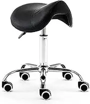 Ergonomic Adjustable Height Black Wheeled Saddle Stool Chair for Clinic Spa Salon Professional Rolling Stool with Wheels