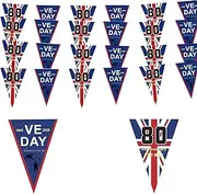 VE Day Flags Bunting Banner for 2025 VE Day 80th Anniversary Decorations,10m 80th Anniversary Flags with 30 Flags Memorabilia String Flag for 80 Years Victory In Europe WW2 1945-2025 VE Day Decoration