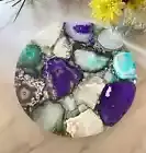 12" Mix Agate Stones side end Table Top / agate Corner side Home Decor