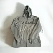 Cabela’s Long Sleeve Full Zip Embroidered Hoodie Distressed Sweatshirt Men's Lg