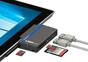 LINKUP - Microsoft Surface GO Compatible Docking Station USB C Dock | 6-in-1 SDXC Card Reader Hub | 2xUSBA-3.0 2X SD 1xMicroSD 1xUSB-B Micro Power-in | Compatible with Original Surface Power Plug