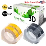 (2Yellow+2Black) LabelTape Fit For Dymo 1595GY Dymo 20008CP Label Makers
