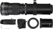420-800mm F8.3-16 Telephoto Lens, Manual Focusing Zoom Lens with 2X Teleconverter for Nikon F Mount Camera, Camera Lens for Distant Scenery Shooting (Black)