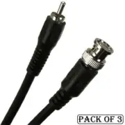 3 Pcs 3FT Coax Coaxial RG59 RCA Male to BNC Male Connector Audio Video AV Cable