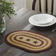 Placemat Potomac Jute Country 10x15 Oval Stars Braided Table Decor VHC Brands