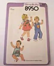 1979 SIMPLICITY #8950-TODDLER BIB OVERALLS-JUMPER-PANTIES-SKIRT PATTERN Uncut