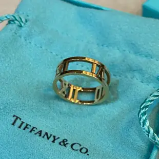 TIFFANY&CO. 蒂芬妮 18k 750 鏤空羅馬數字 戒指#6.5