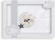 Interbaby 04179-18 Bed Linen Cradle - 100% Cotton - Model: Loving Bear, White and Grey, 0.7 kg