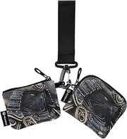 [XYMZR] Mini Zip Around Wristlet keychain Wallet Black Cat Samurai for Women Personalized Pattern Detachable Dual Pouch Wristlet Portable Wallet Phone Coin Purse, Multi-colored, One Size