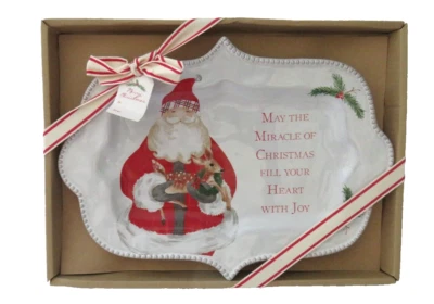 Mud Pie Christmas Wish Platter Gift Tray Serving Dish Santa