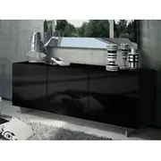 Oxford 3 Door Sideboard Buffet in Gloss Black 180cm