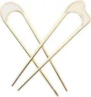 Healvian 2PCS French U-shaped Hair Pin, French Hair Forks Hair Stick Chignon Pin, Metal U-shaped Hairpin for Longer and Thicker Hair